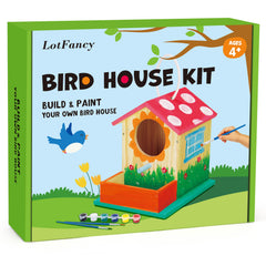LotFancy Bird House Kit natural pine wood ensures durable craft
