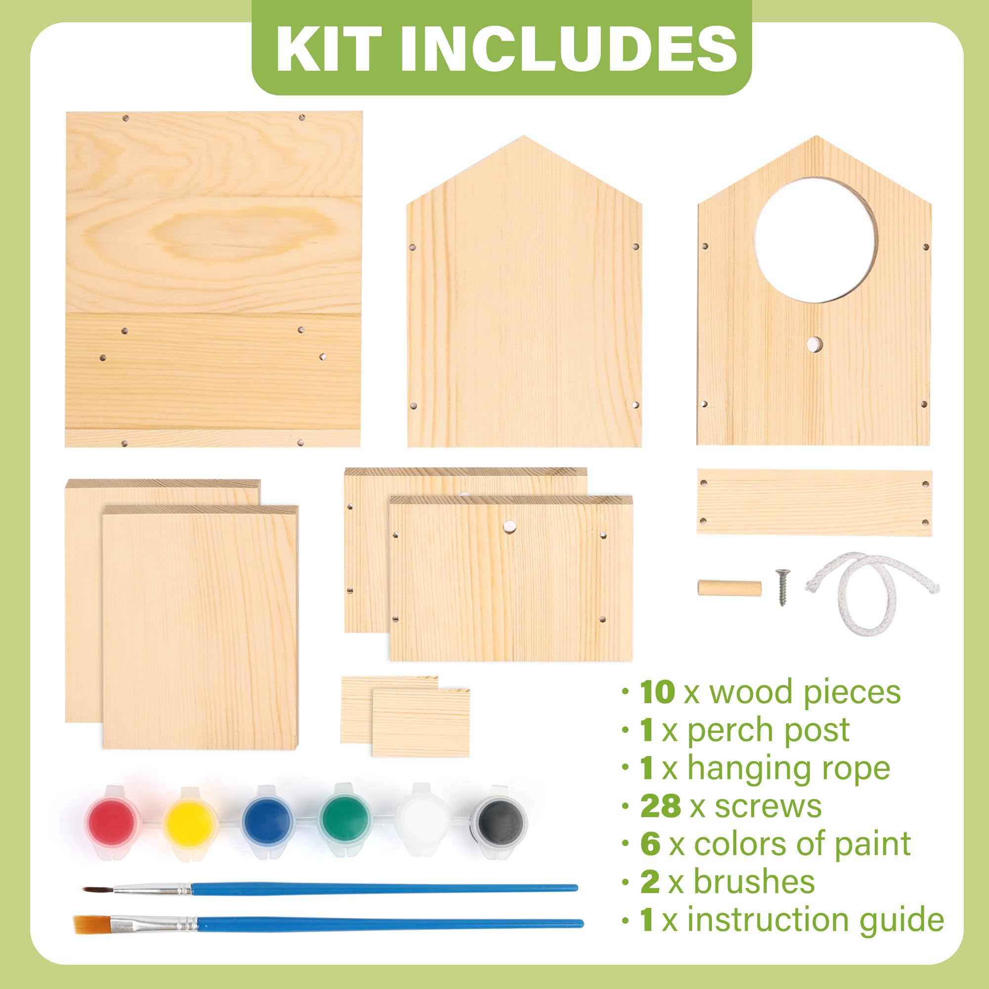 LotFancy Bird House Kit paint colors for creative decorating inspiration