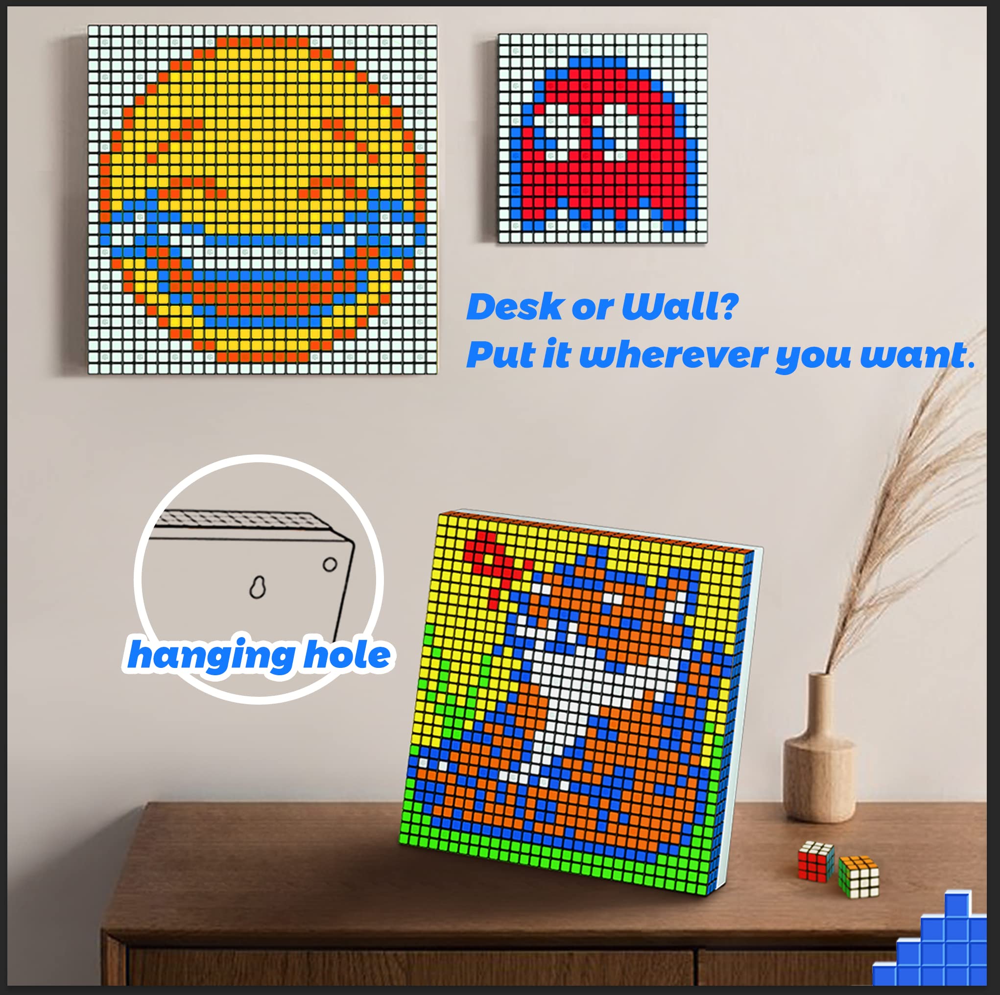 LotFancy GAN Mosaic Cubes adjustable display angle helps viewing from any seat.