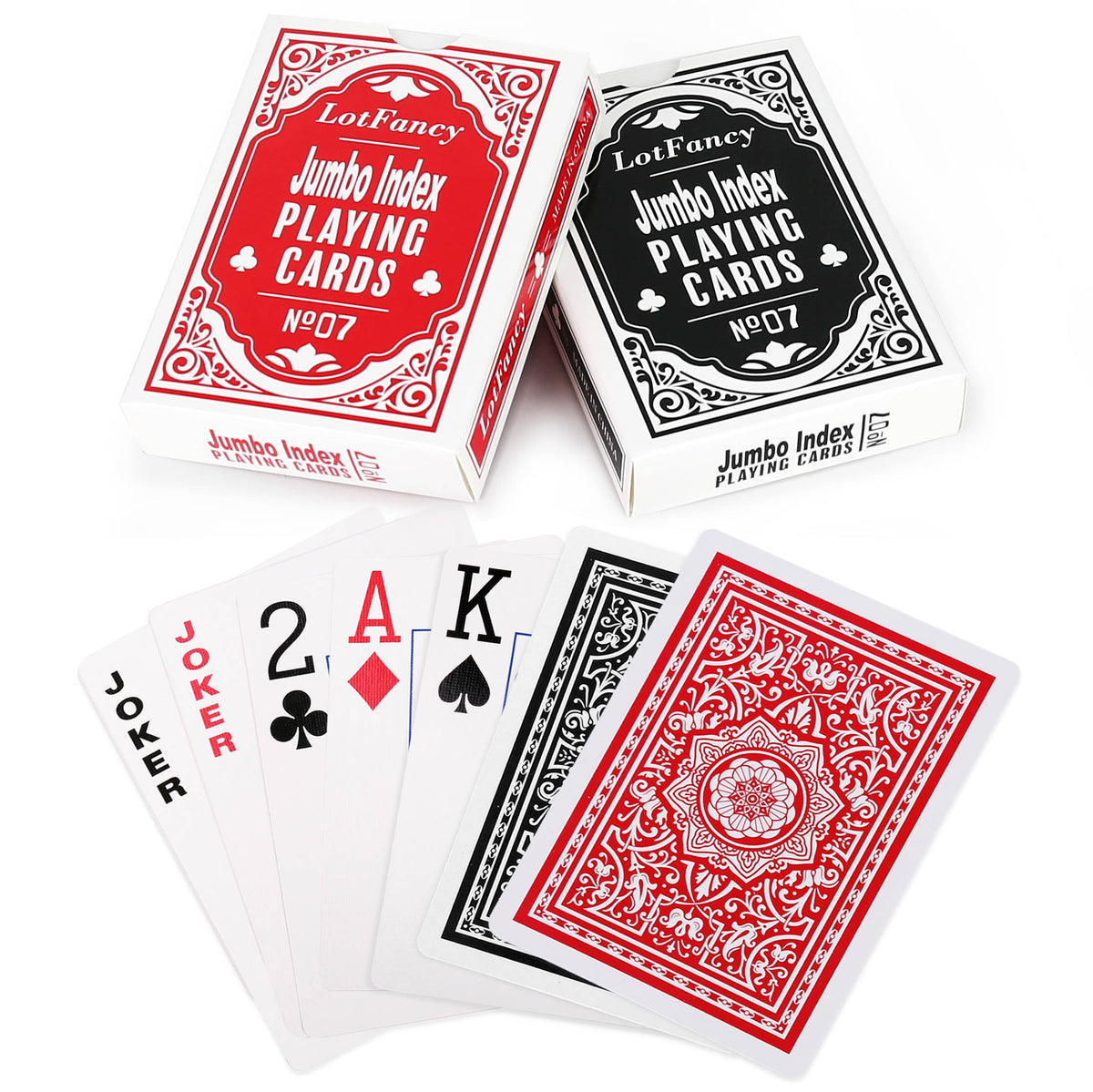LotFancy 2-pack large-print cards for easier visibility at the table