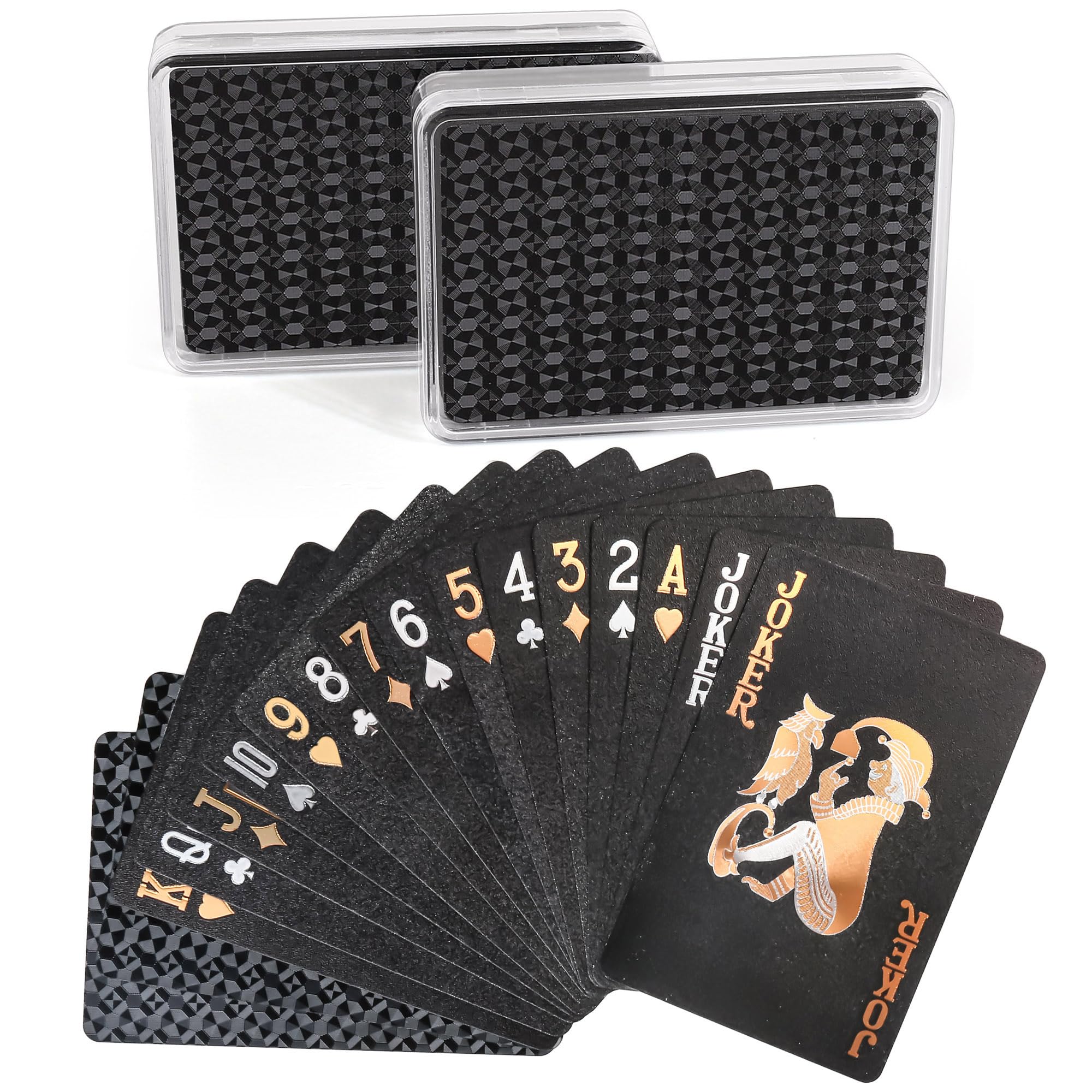 LotFancy two-deck plastic playing cards for durable and easy shuffling during games