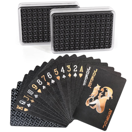 LotFancy two-deck plastic playing cards for durable and easy shuffling during games