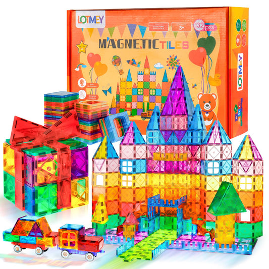 Lotmey 132PCS magnetic tiles set for big colorful builds and creativity