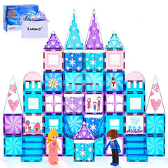 Lotmey Diamond Magnetic Tiles with snow-doodle kit for creative snow world play