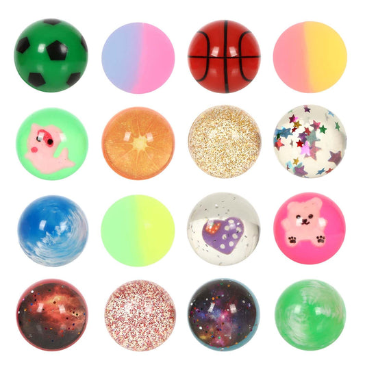 Lotofwow small bouncy balls pack in a 16-count variety, ideal for party favors.