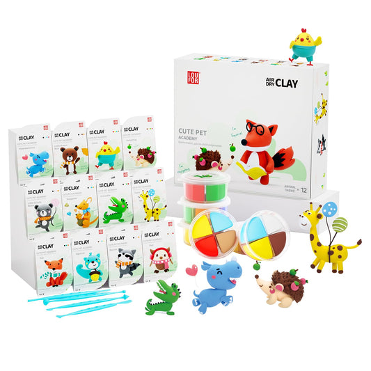LOUFOR air dry clay kit with colorful compartments for 12 models