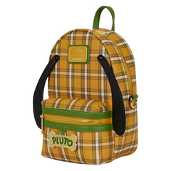 Enamel Pluto charm on Loungefly bag adds playful Disney flair.