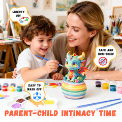 Loungelore Dragon lamp painting kit shows brushes and palette for creative, hands-on art.