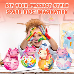 Loungelore Kids painting session with the axolotl lamp kit