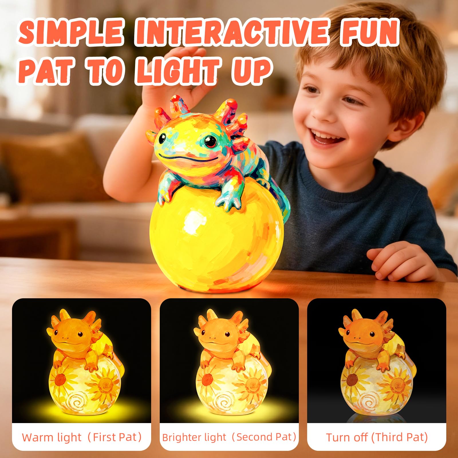 Loungelore Axolotl lamp tap-light button for easy color changes