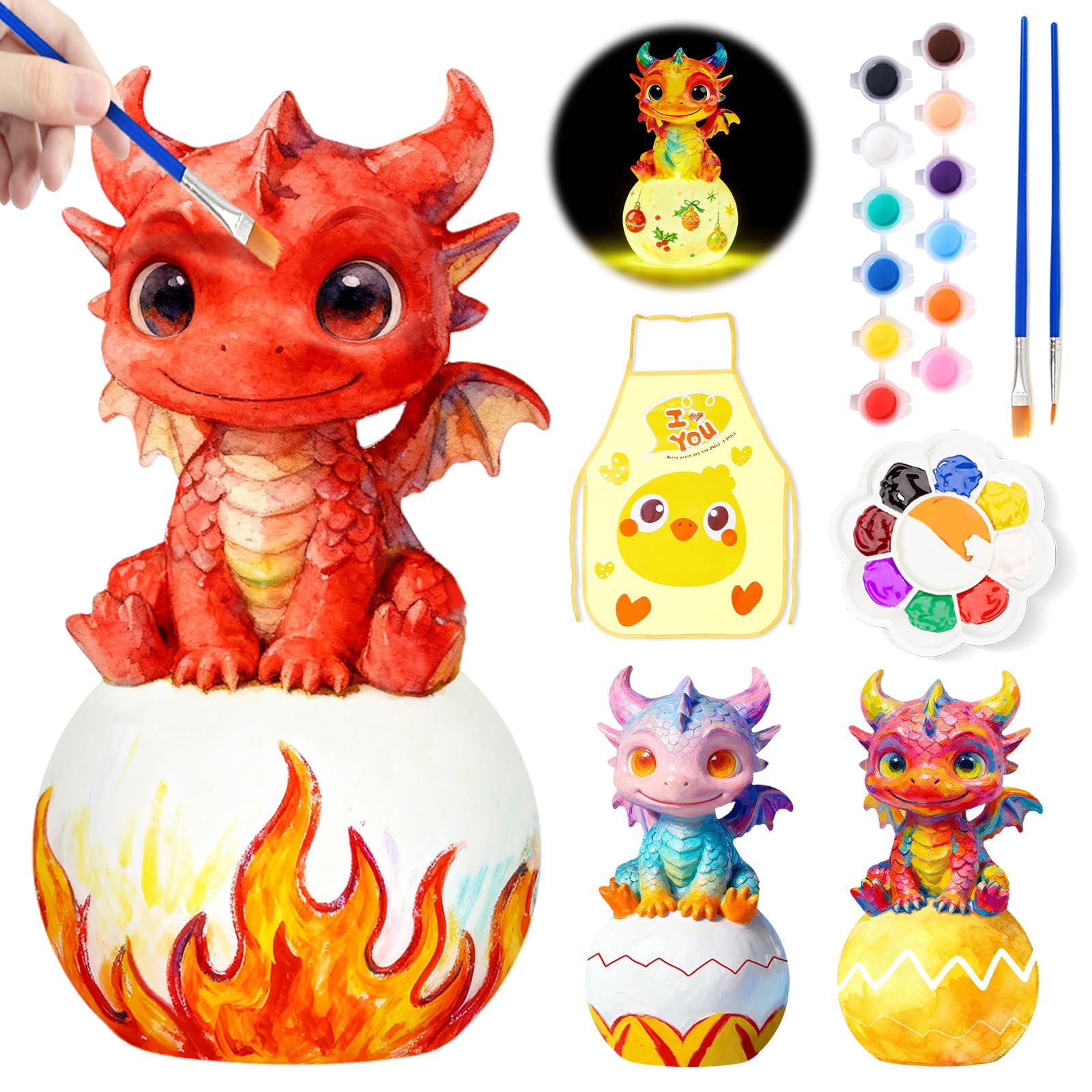 Loungelore Paint Your Own Dragon Lamp Kit with an unpainted dragon lamp ready for coloring.