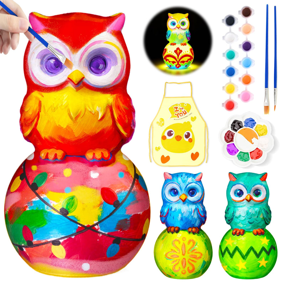 Loungelore unpainted owl lamp ready for personalized colors and imaginative play.