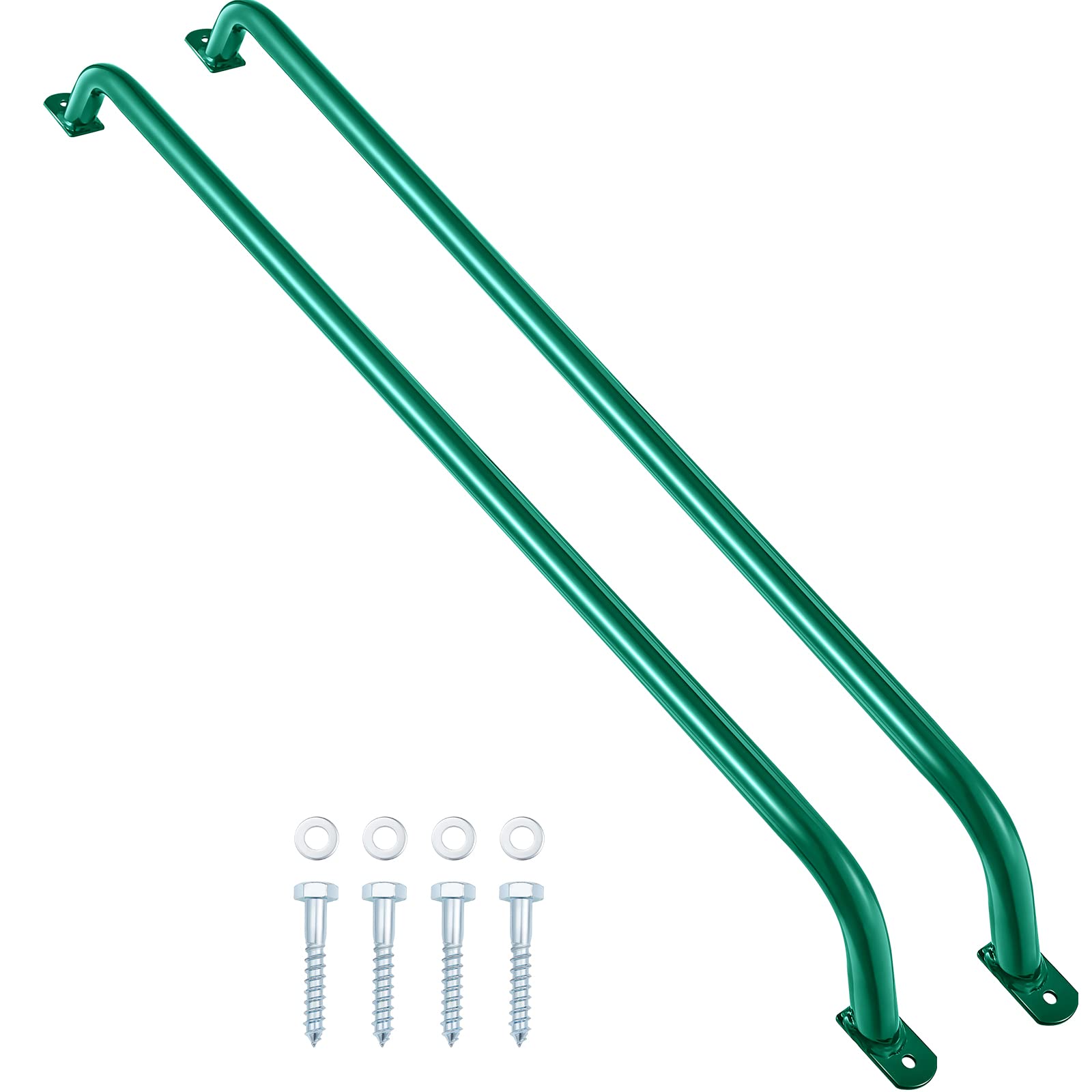 Lounsweer 37-inch green safety handle, left view, sturdy grip for kids' treehouse.