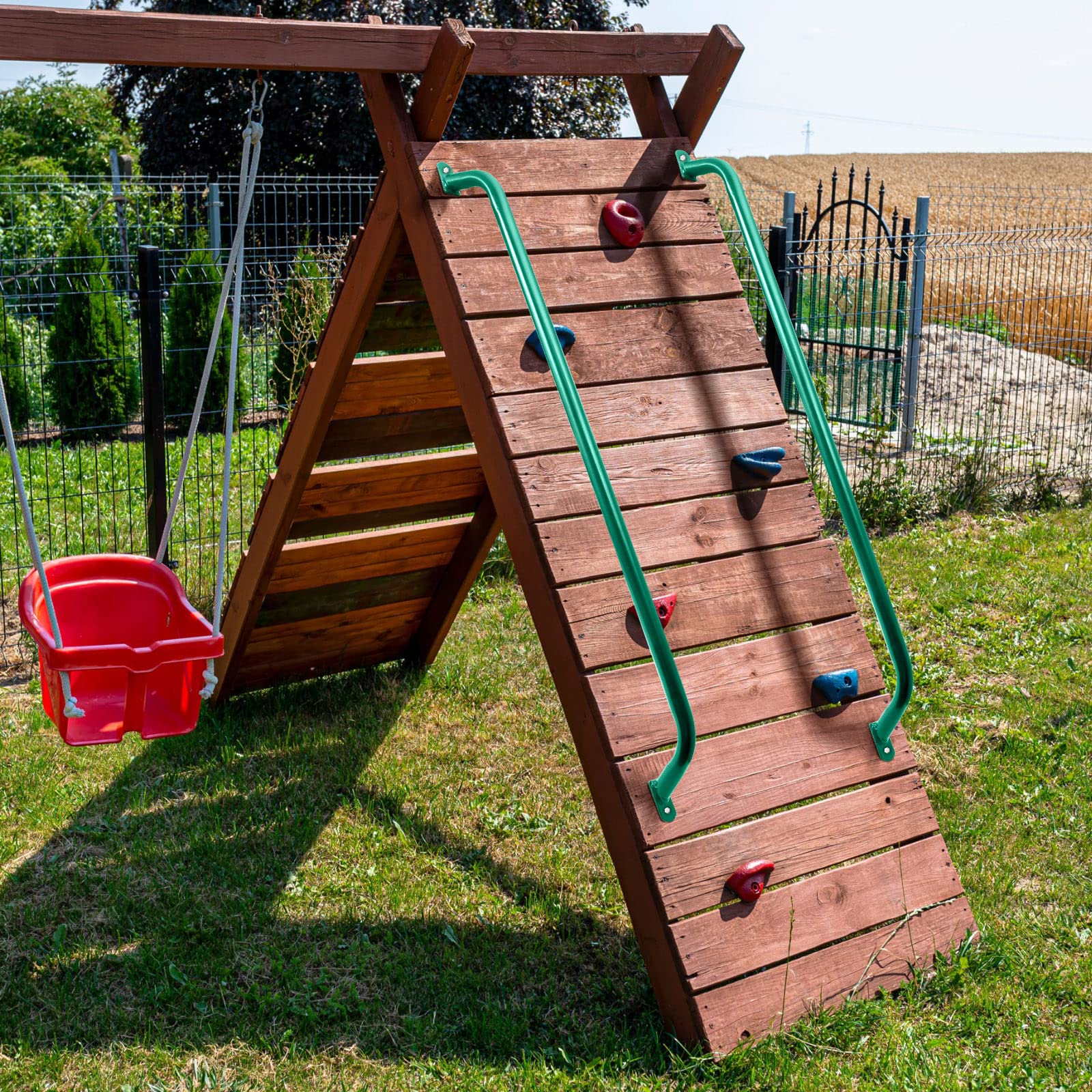 Lounsweer 37-inch green safety handle close-up, showing metal texture and durable coating.
