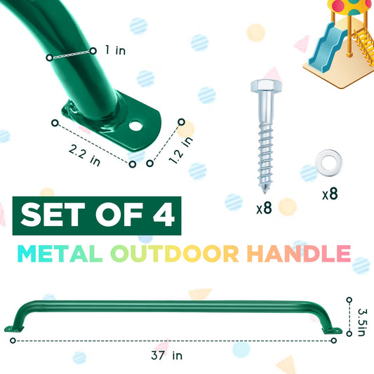 Lounsweer 37-inch green safety handle, right view, secure ladder grip for playtime.