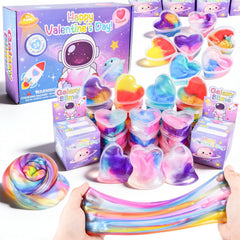 Louseadon Galaxy slime jars in vibrant colors for creative sensory play.