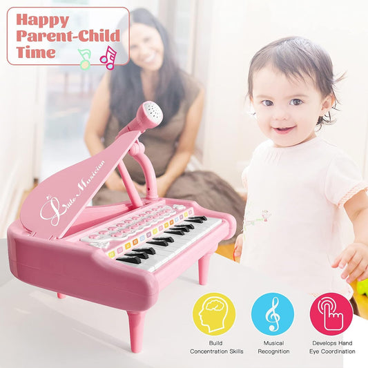 Love&Mini pink piano with microphone for karaoke-style kid performances