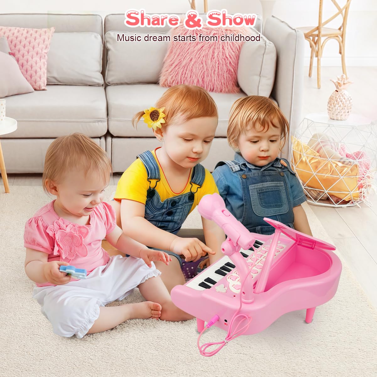 Love&Mini 24-key keyboard ready for playful music practice for toddlers.