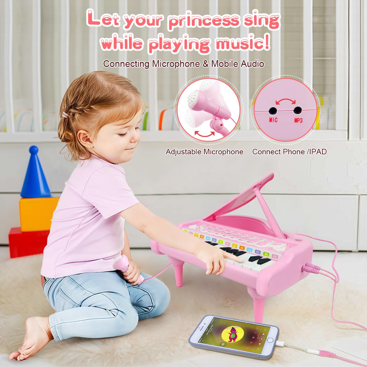 Love&Mini gift packaging highlights a charming pink piano gift.