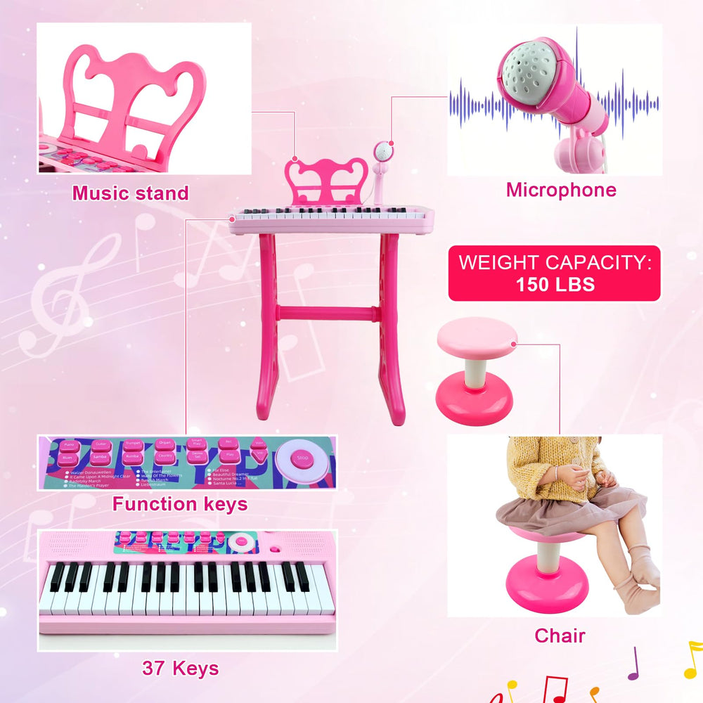 Love&Mini pink keyboard on stand for home practice
