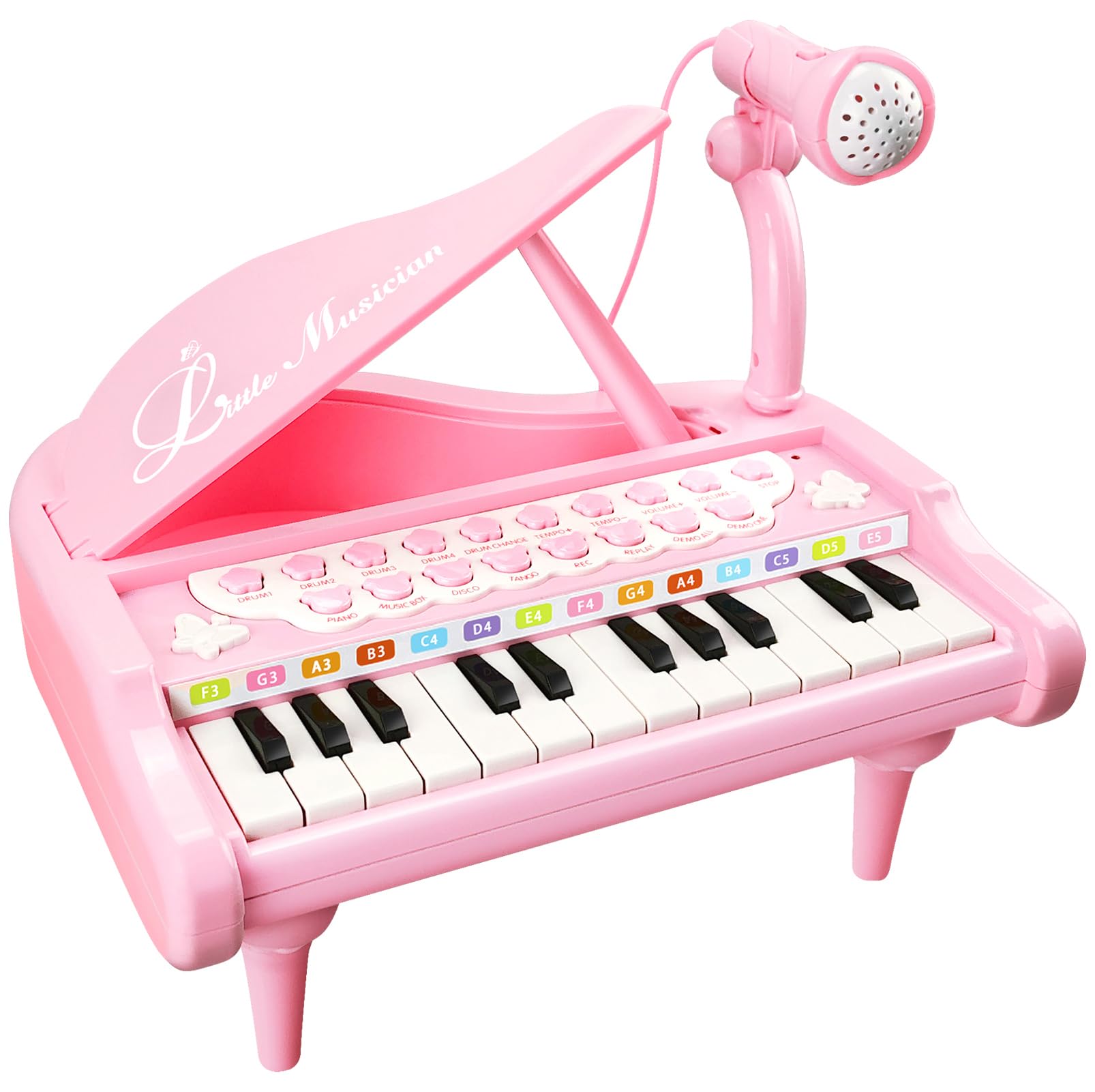 Love&Mini pink piano with 24 keys inviting early musical exploration.