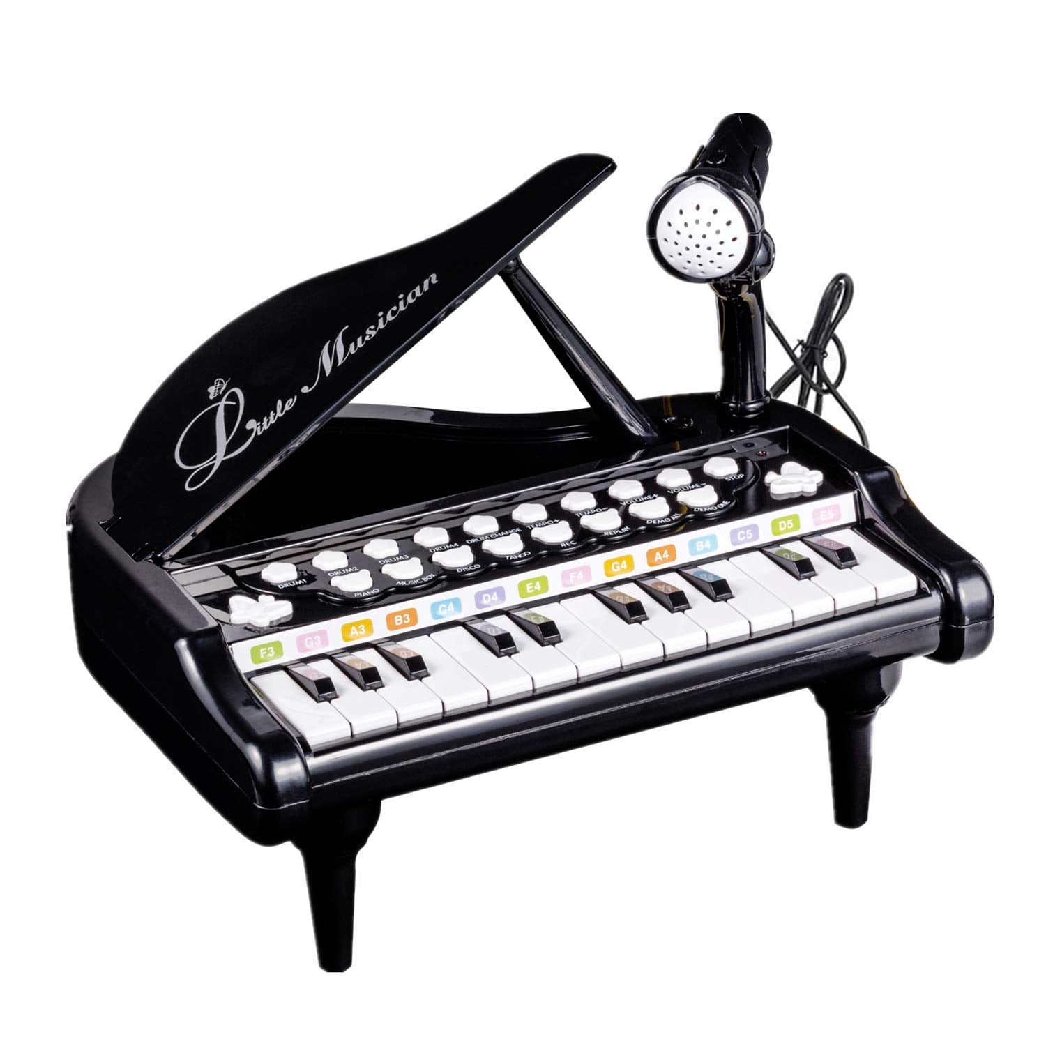 Love&Mini toddler piano with 24 keys in black, ideal for beginner creativity