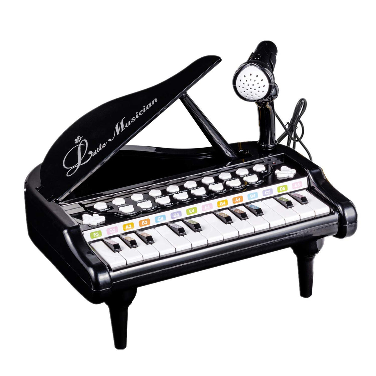 Love&Mini toddler piano with 24 keys in black, ideal for beginner creativity