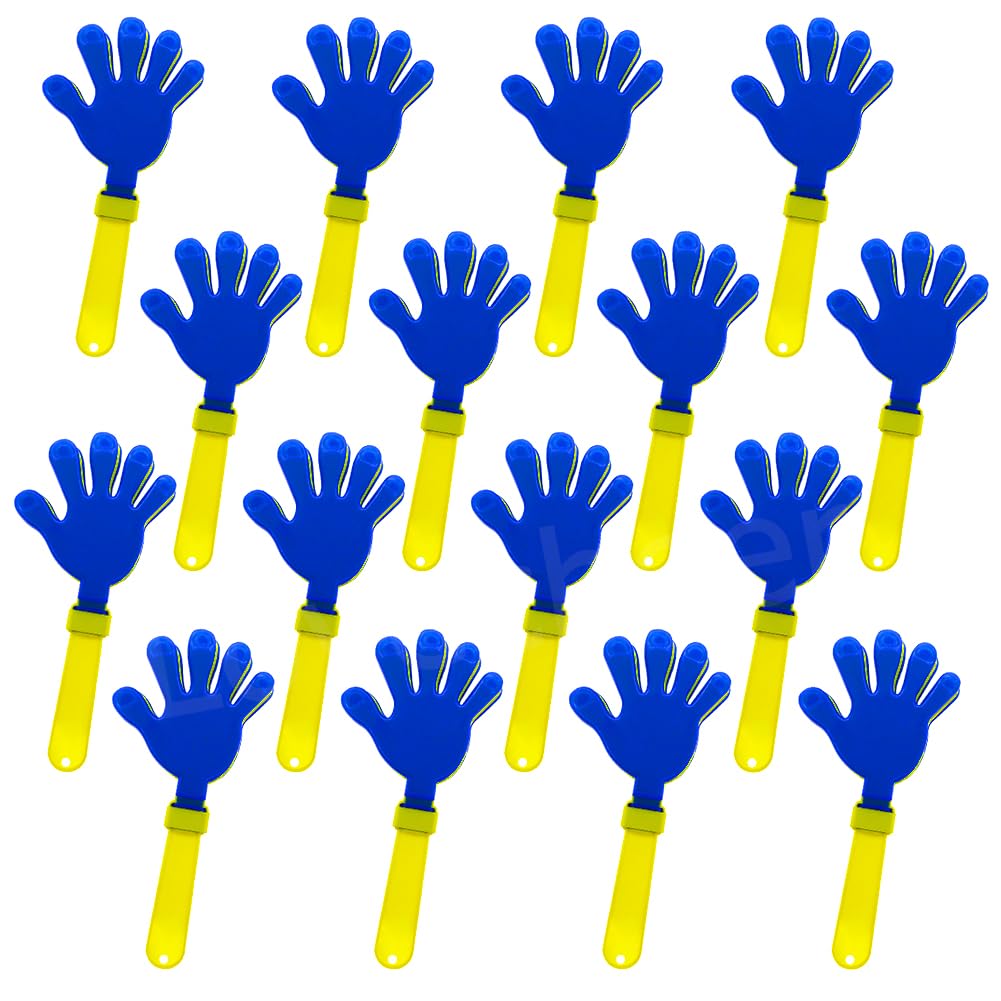 Lovecheer blue and yellow cheer clapper, durable plastic for loud, smooth shakes.