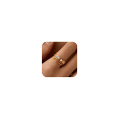 LOVECOM 14K gold plated fidget ring with opal beads for daily wear