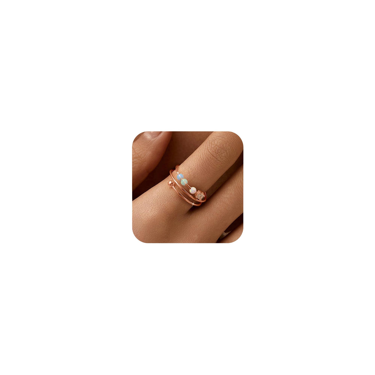 LOVECOM fidget ring with opal beads for everyday wear and focus-friendly use