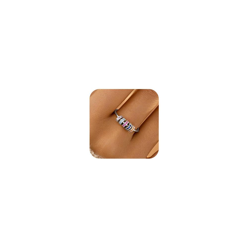 LOVECOM S925 silver fidget ring beads rotation for stress relief.