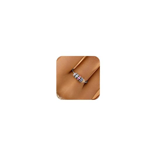 LOVECOM S925 silver fidget ring beads rotation for stress relief.