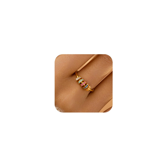 LOVECOM S925 silver fidget ring beads closeup for stress relief and focus.