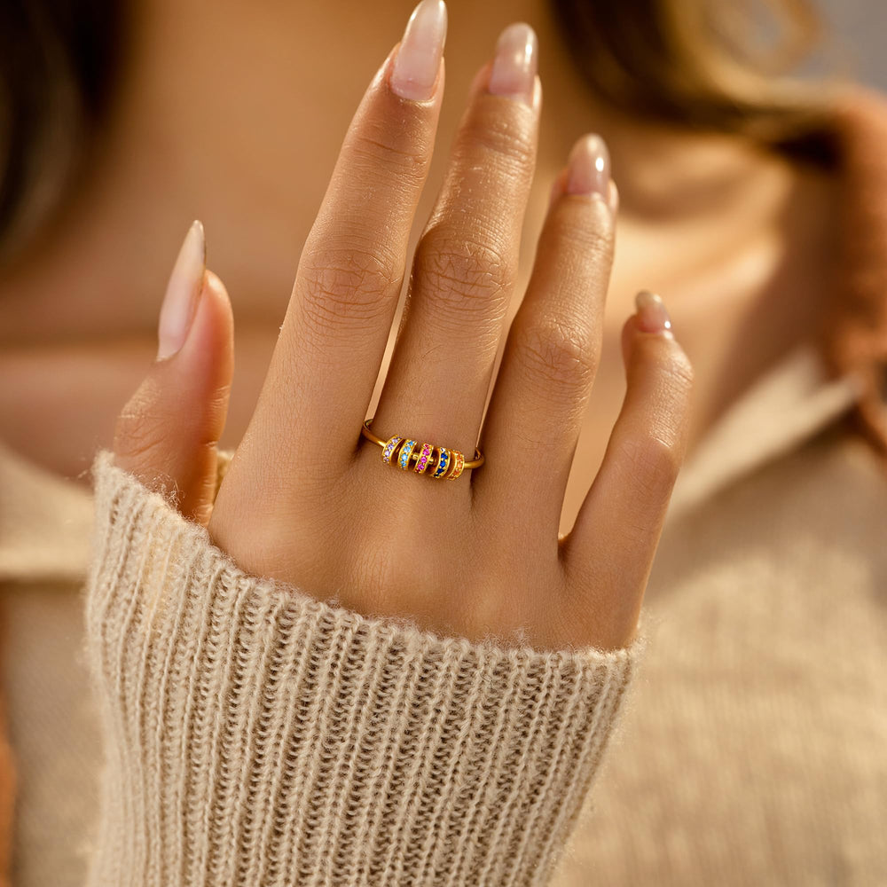LOVECOM S925 ring displaying beaded design and unisex style.