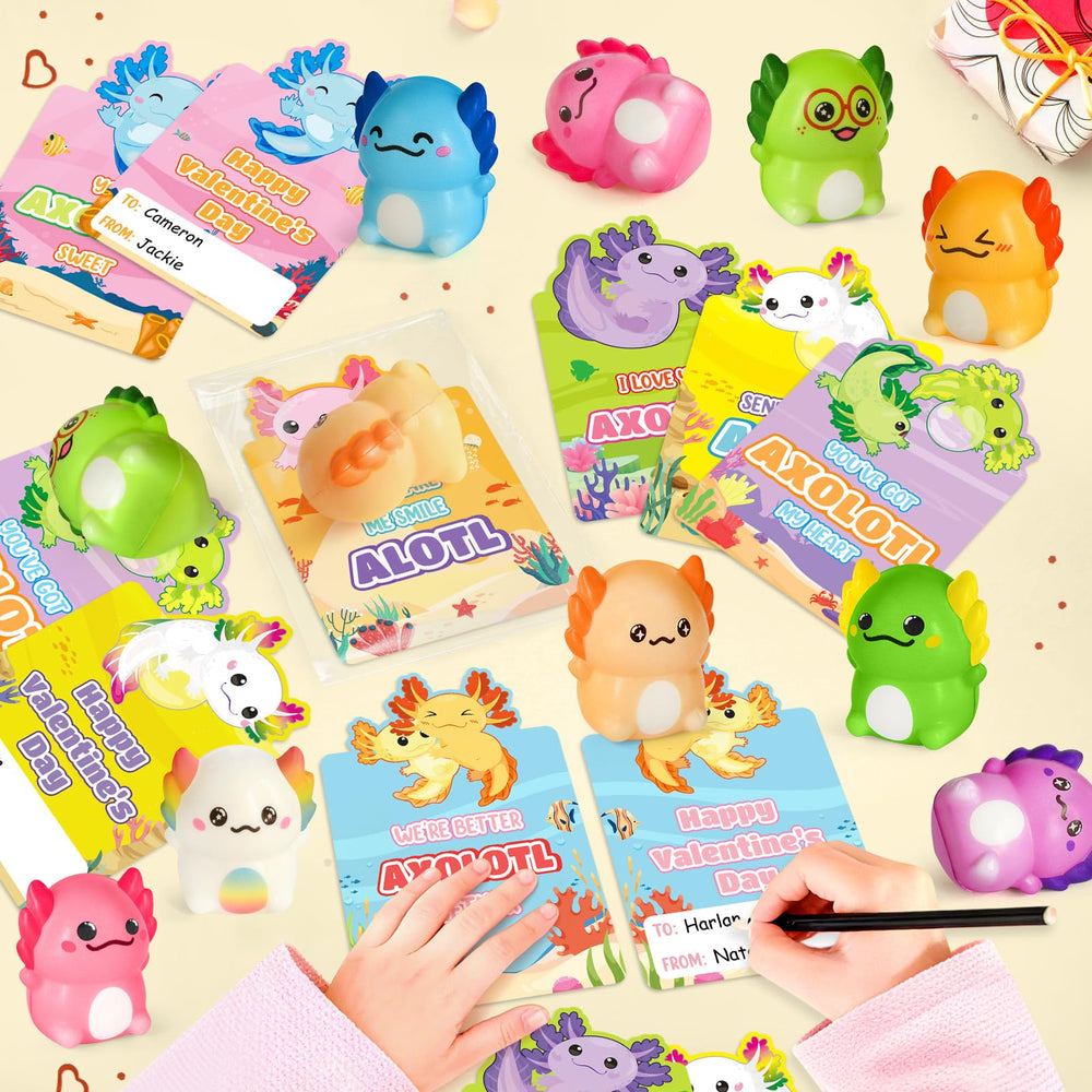 LovelyJn axolotl squishy with smiley face for kids' tactile fun