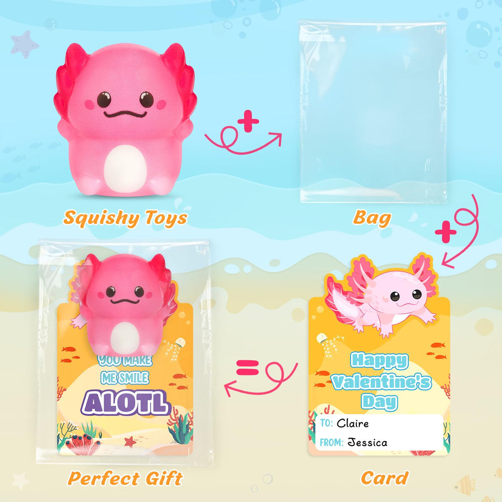 LovelyJn resealable bags with axolotl squishies for organized storage