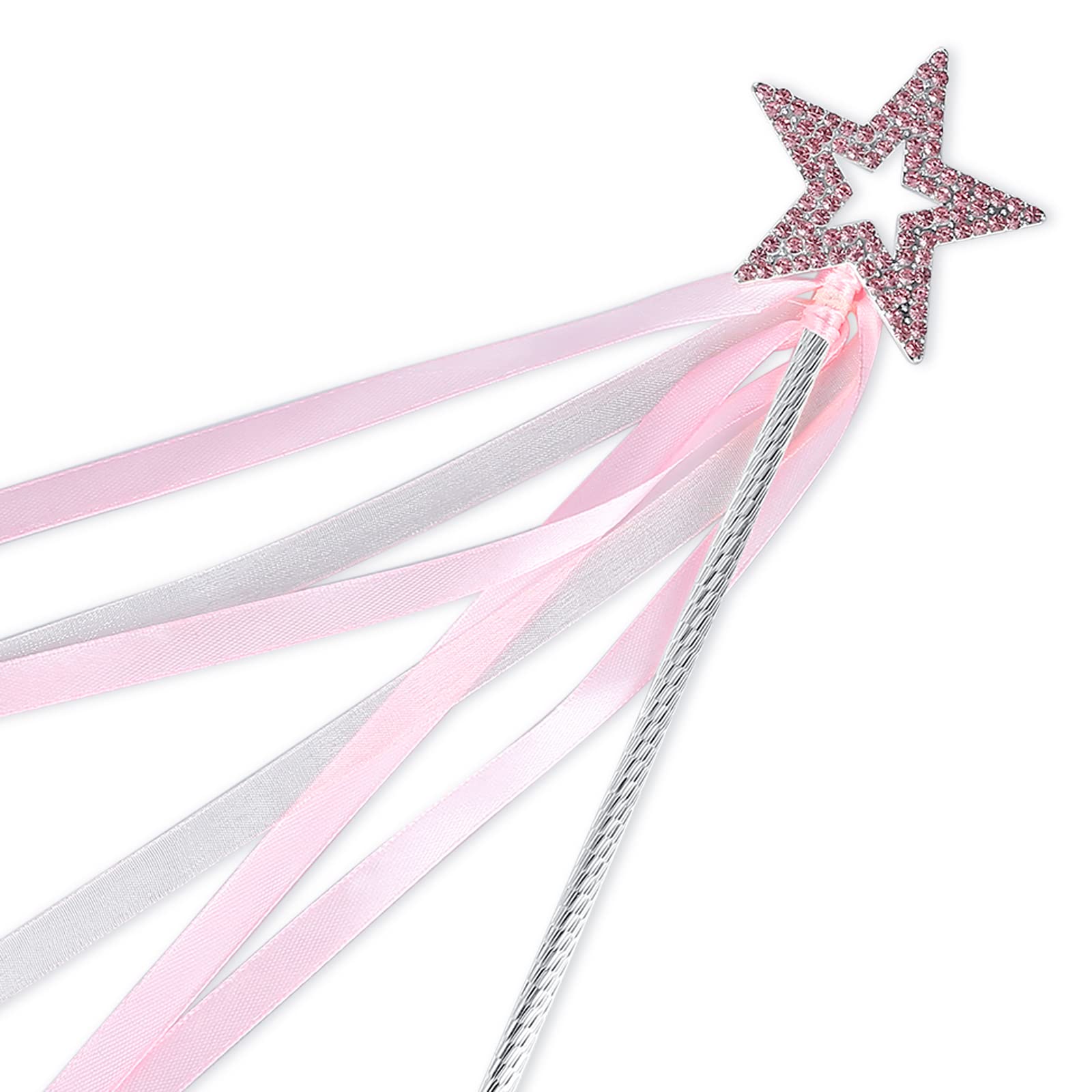 Lovelyshop pink crystal star wand with ribbon for imaginative play and dress-up