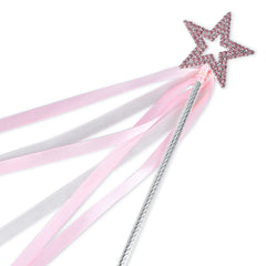 Lovelyshop pink crystal star wand with ribbon for imaginative play and dress-up