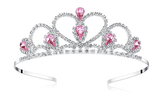 Lovelyshop Pink Gems Tiara front view shows radiant stones for a princess look.