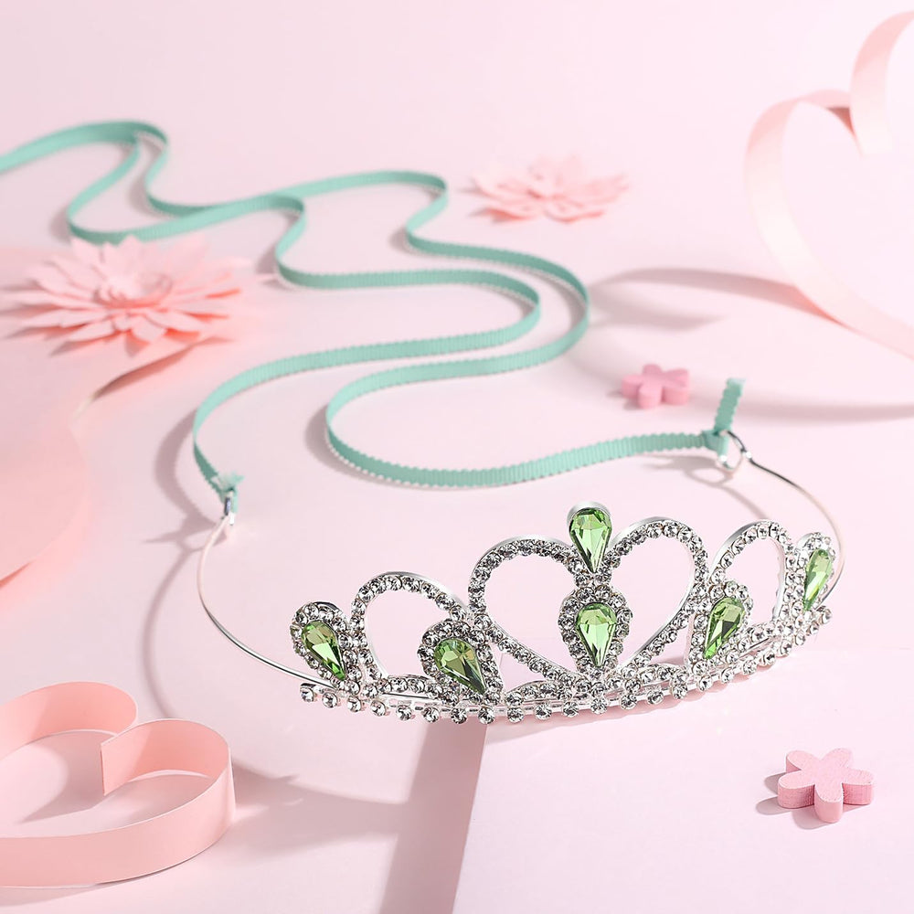 Lovelyshop Princess Tiara Crown with green gem, ready for dancing and photo shoots with gentle fit.