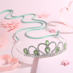 Lovelyshop Princess Tiara Crown with green gem, ready for dancing and photo shoots with gentle fit.