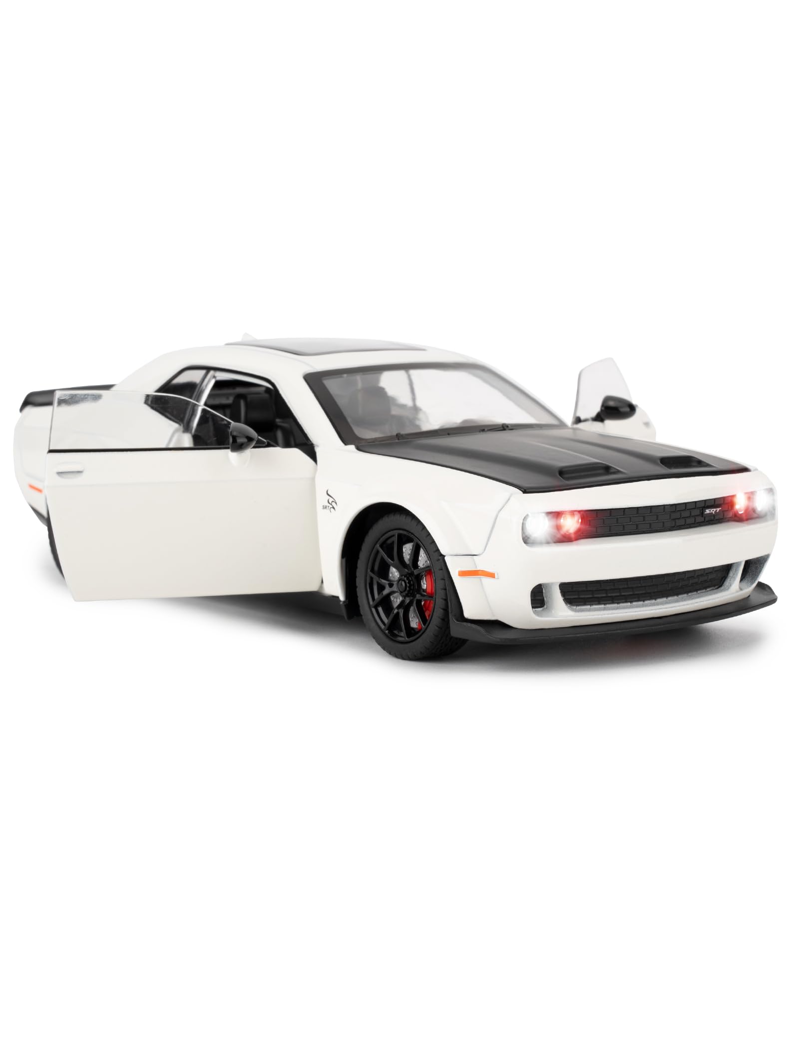 LovePosely 1/24 Dodge Challenger Hellcat front view highlights detailed die-cast finish for display