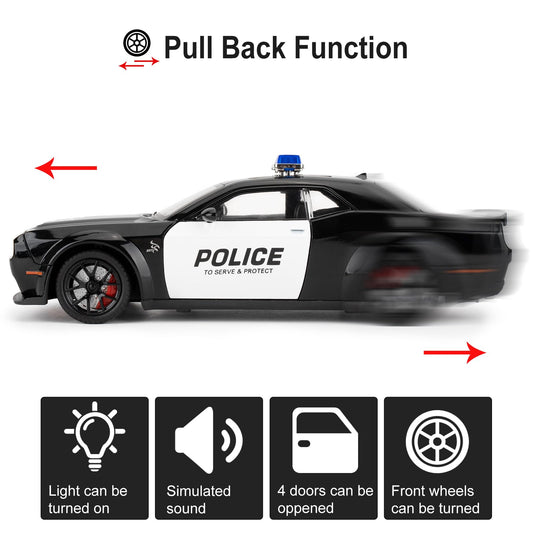 LOVEPOSELY diecast police car with opened doors for realistic inspection and posing.