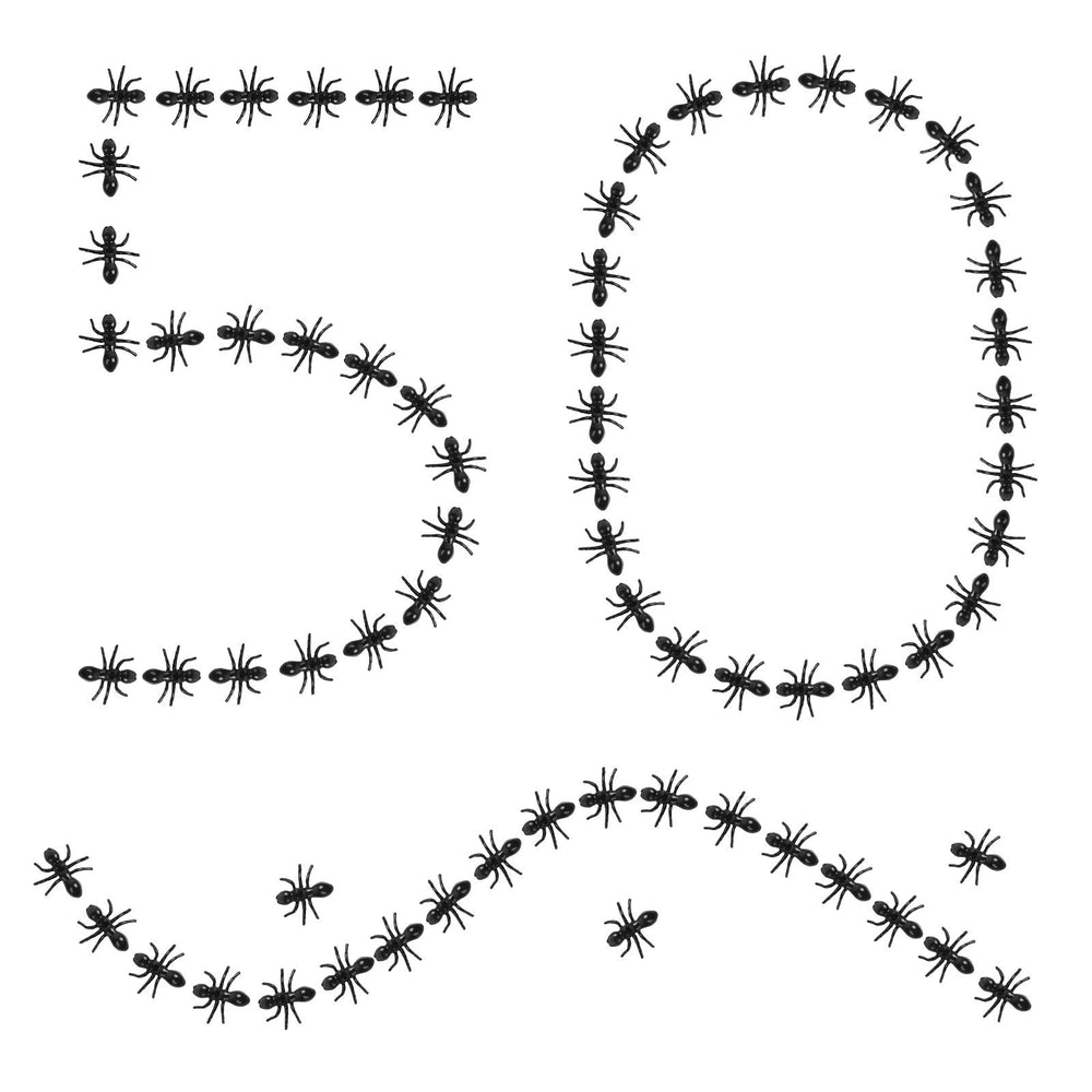 LovesTown 50pcs plastic ants with a realistic look for subtle prank decor.