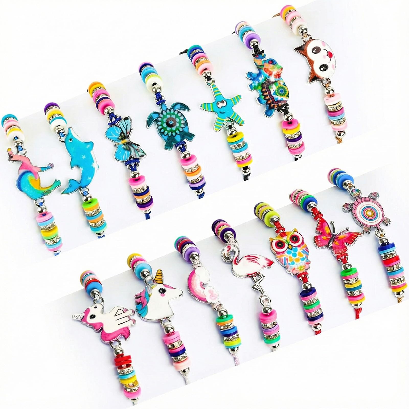 LovesTown 14-piece kids bracelets with animal pendants for playful dress-up.