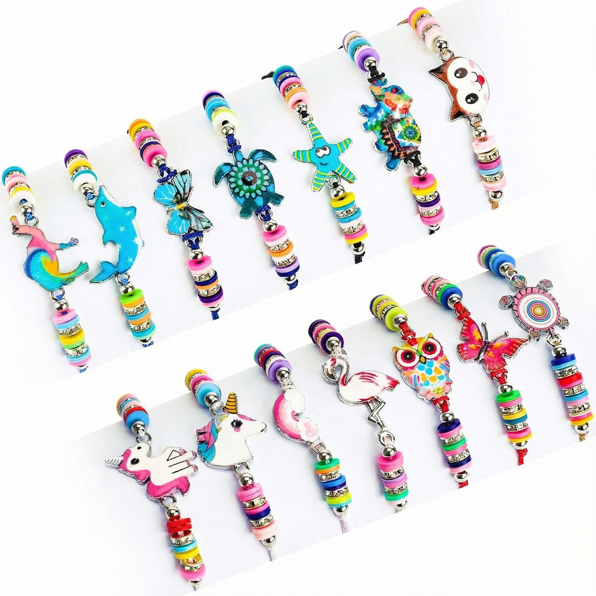 LovesTown 14-piece kids bracelets with animal pendants for playful dress-up.