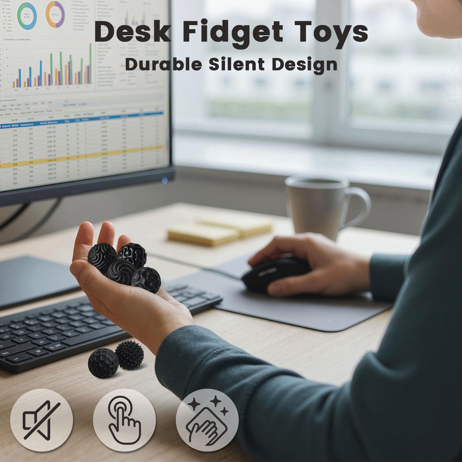 LovesTown desk-friendly fidget ball ideal for study and work
