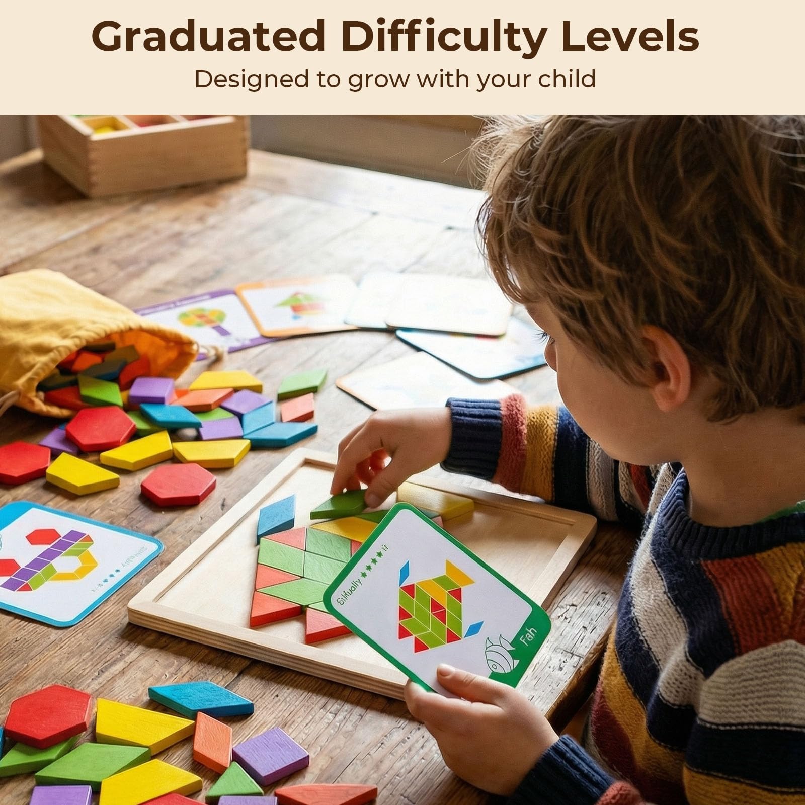 LovesTown double-sided design cards offering varied challenges for progressive learning.