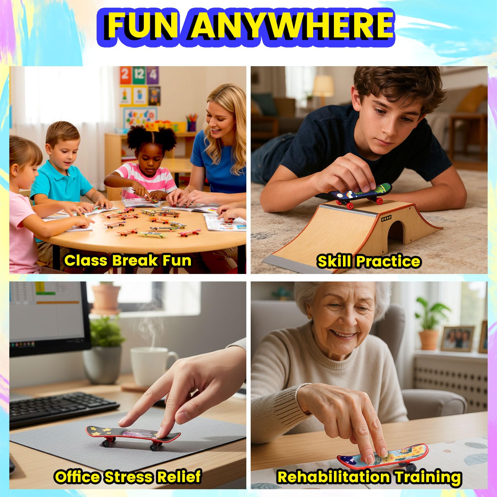 LovesTown finger skateboards support hand-eye coordination during play.