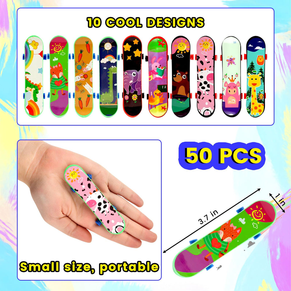 LovesTown finger skateboards with bright multi designs inspire creative pretend sessions.